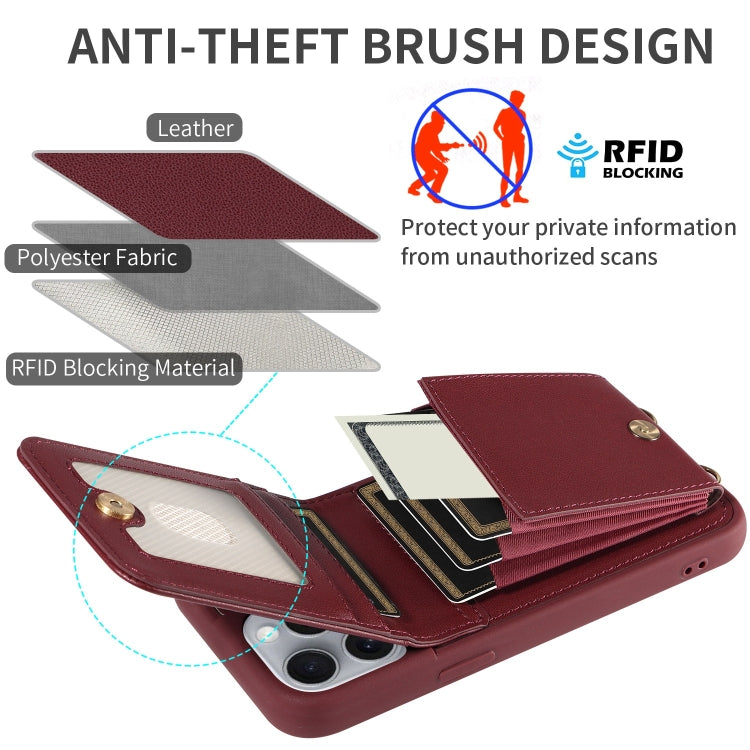 For iPhone 16 Pro Max Crossbody Lanyard Zipper Wallet Leather Phone Case