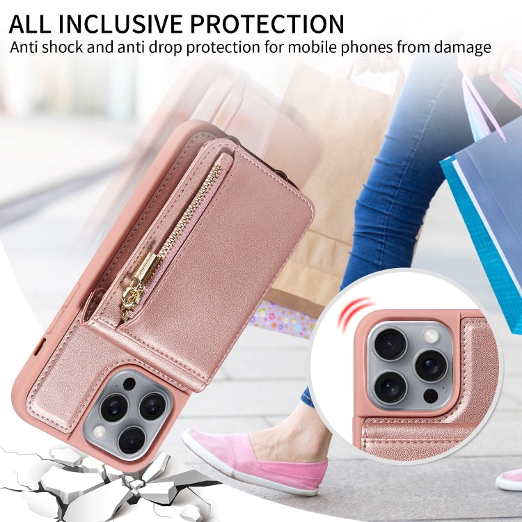 For iPhone 16 Pro Max Crossbody Lanyard Zipper Wallet Leather Phone Case