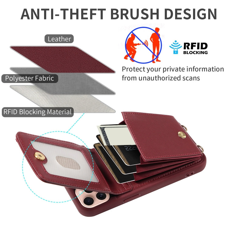For iPhone 16 Pro Crossbody Lanyard Zipper Wallet Leather Phone Case