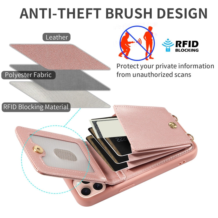 For iPhone 16 Pro Crossbody Lanyard Zipper Wallet Leather Phone Case