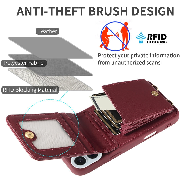 For iPhone 16 Plus Crossbody Lanyard Zipper Wallet Leather Phone Case