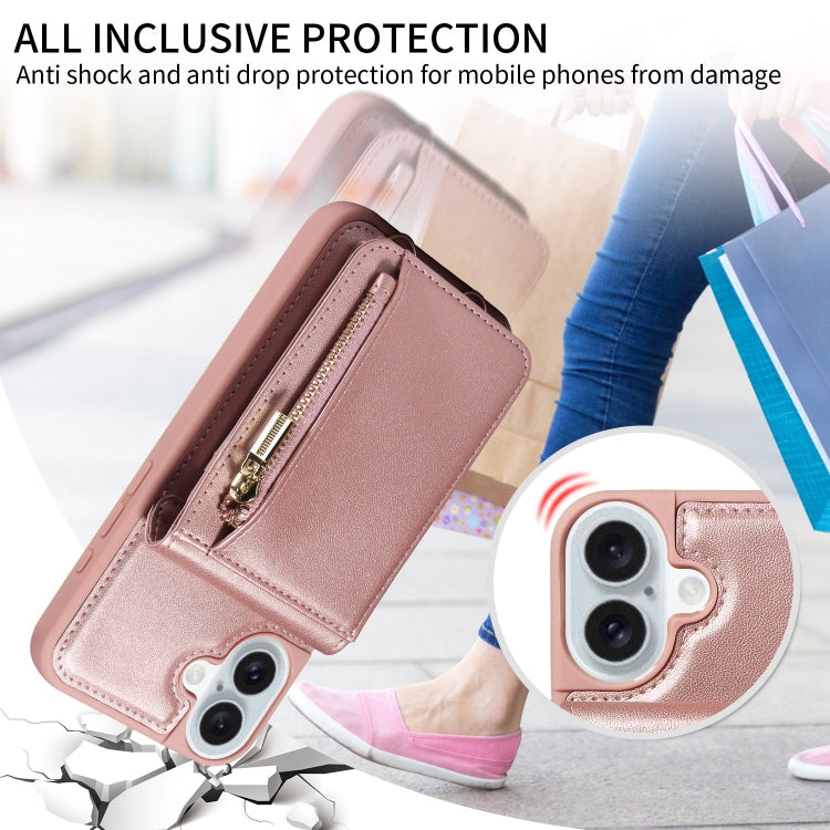 For iPhone 16 Plus Crossbody Lanyard Zipper Wallet Leather Phone Case