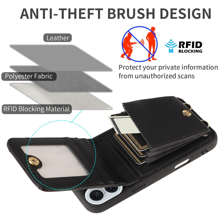 For iPhone 16 Plus Crossbody Lanyard Zipper Wallet Leather Phone Case