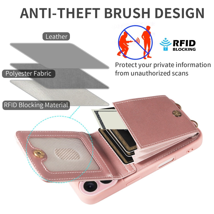 For iPhone 16 Crossbody Lanyard Zipper Wallet Leather Phone Case
