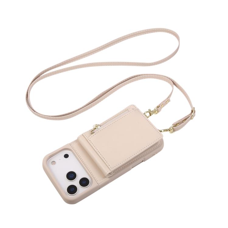 For iPhone 17 Pro Max Crossbody Lanyard Zipper Wallet Leather Phone Case