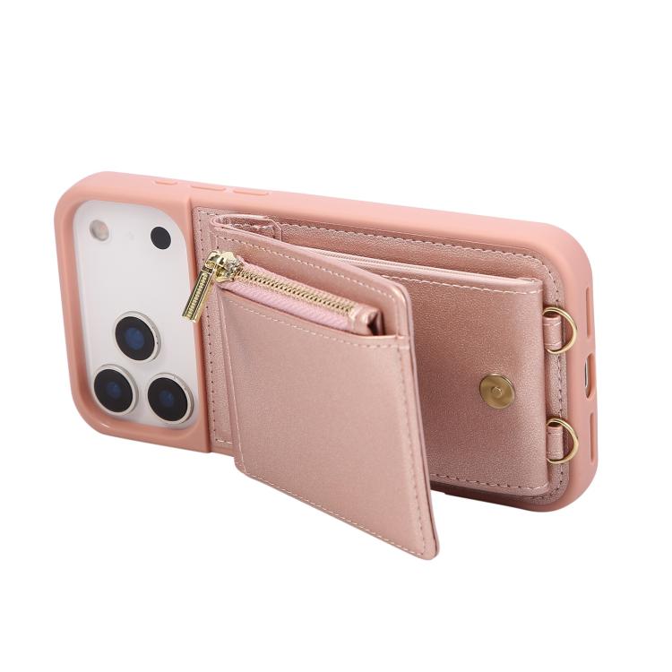 For iPhone 17 Pro Max Crossbody Lanyard Zipper Wallet Leather Phone Case