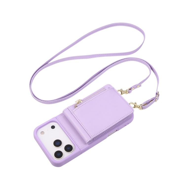 For iPhone 17 Pro Max Crossbody Lanyard Zipper Wallet Leather Phone Case