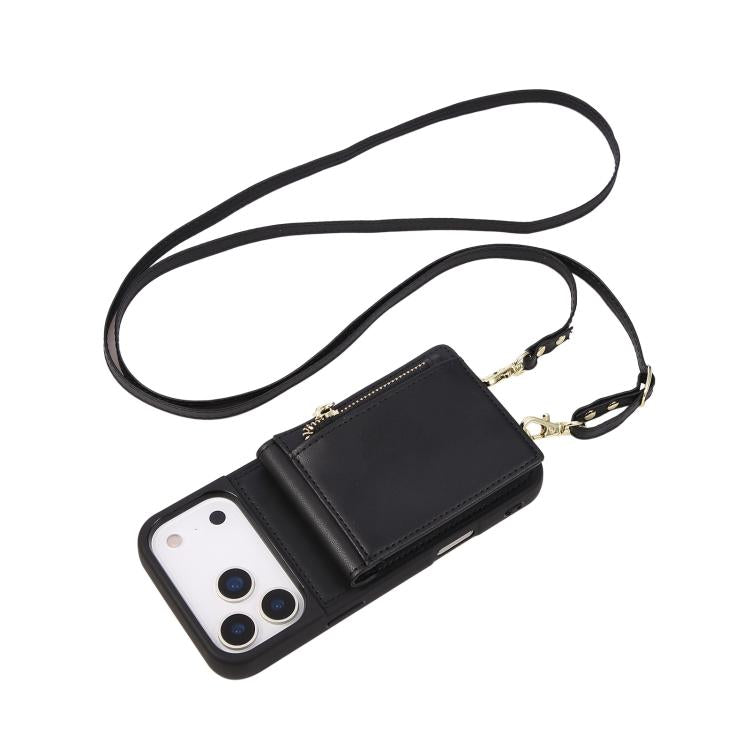 For iPhone 17 Pro Max Crossbody Lanyard Zipper Wallet Leather Phone Case