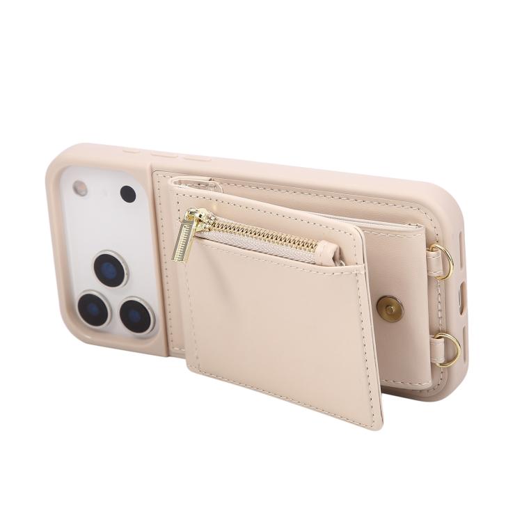 For iPhone 17 Pro Crossbody Lanyard Zipper Wallet Leather Phone Case