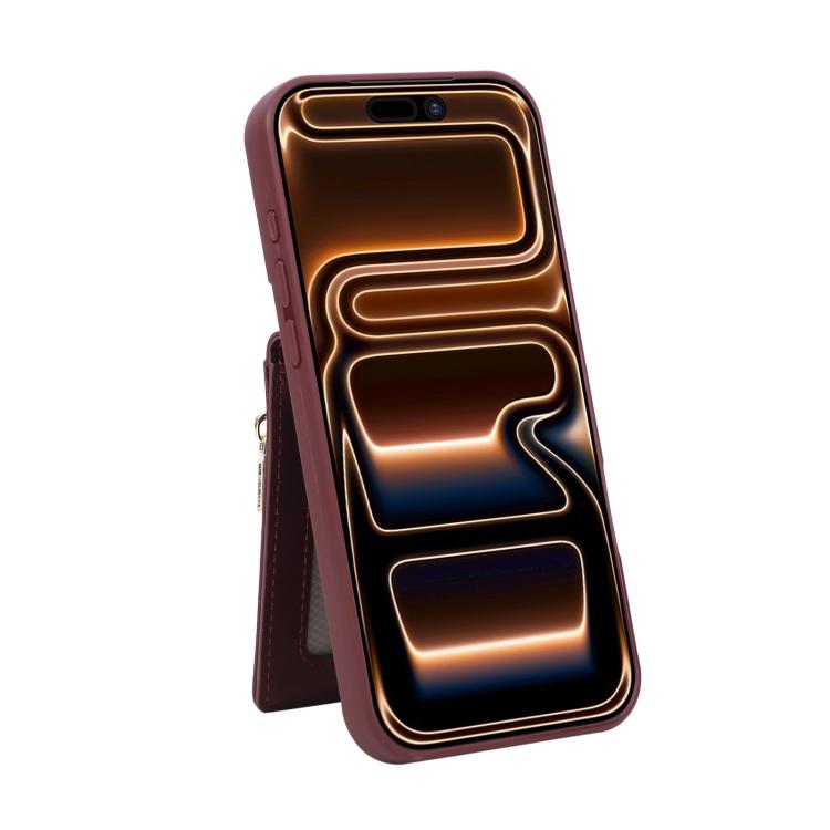 For iPhone 17 Pro Crossbody Lanyard Zipper Wallet Leather Phone Case