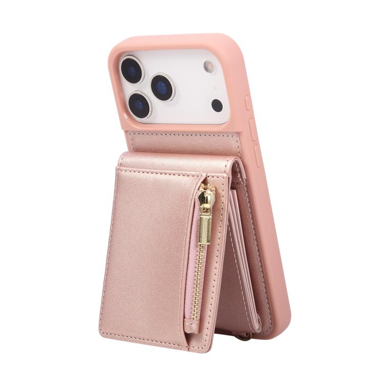 For iPhone 17 Pro Crossbody Lanyard Zipper Wallet Leather Phone Case