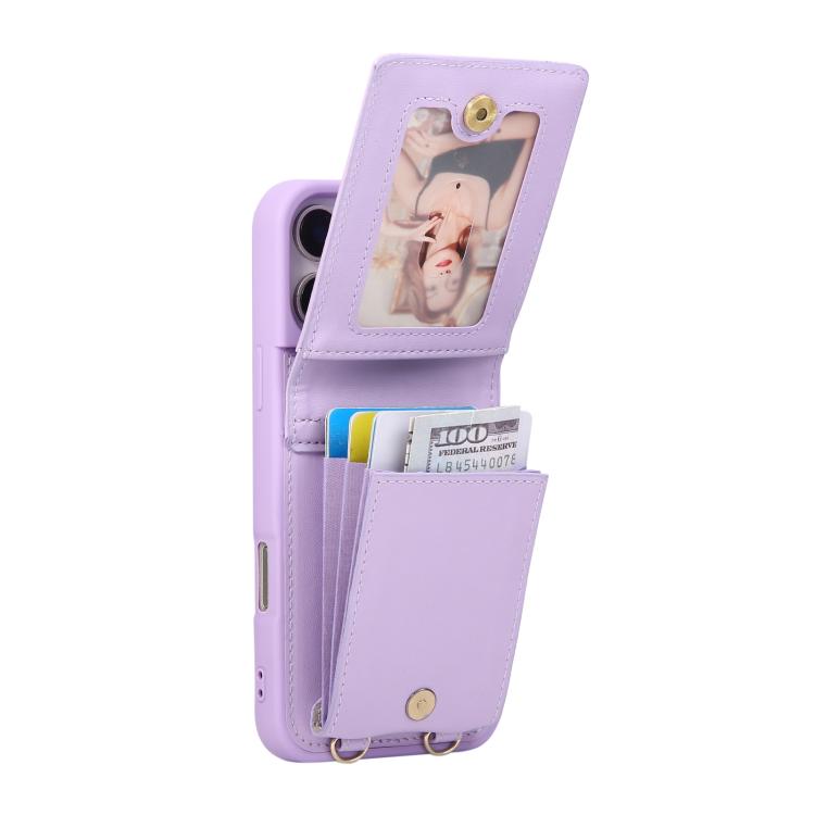 For iPhone 17 Pro Crossbody Lanyard Zipper Wallet Leather Phone Case
