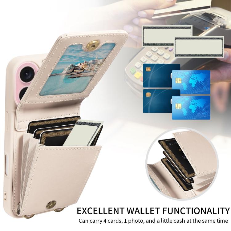 For iPhone 17 Crossbody Lanyard Zipper Wallet Leather Phone Case