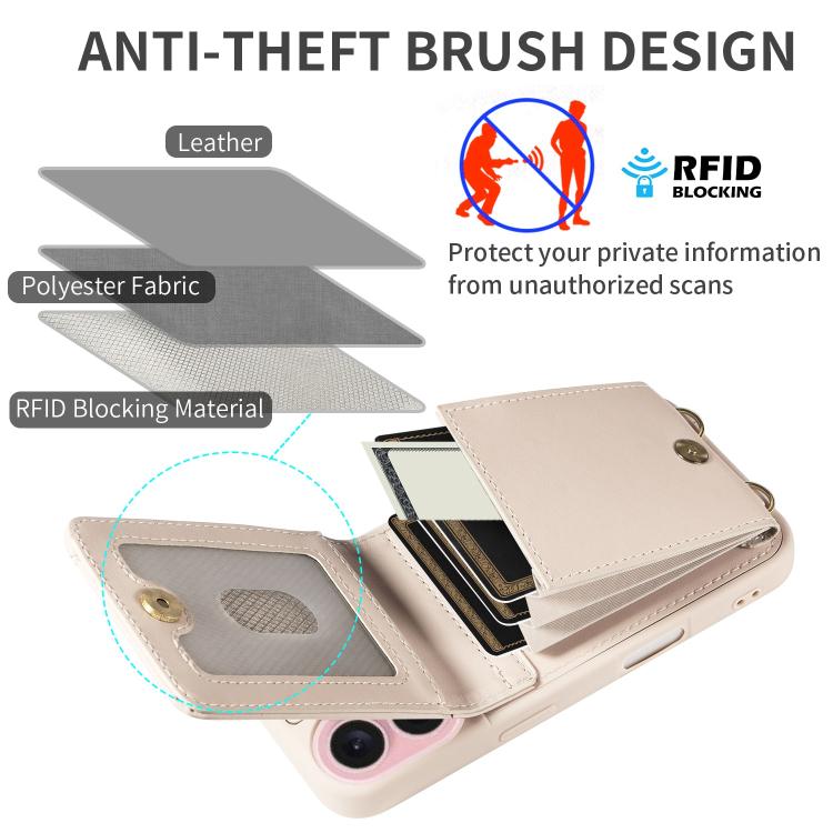 For iPhone 17 Crossbody Lanyard Zipper Wallet Leather Phone Case