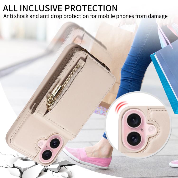 For iPhone 17 Crossbody Lanyard Zipper Wallet Leather Phone Case