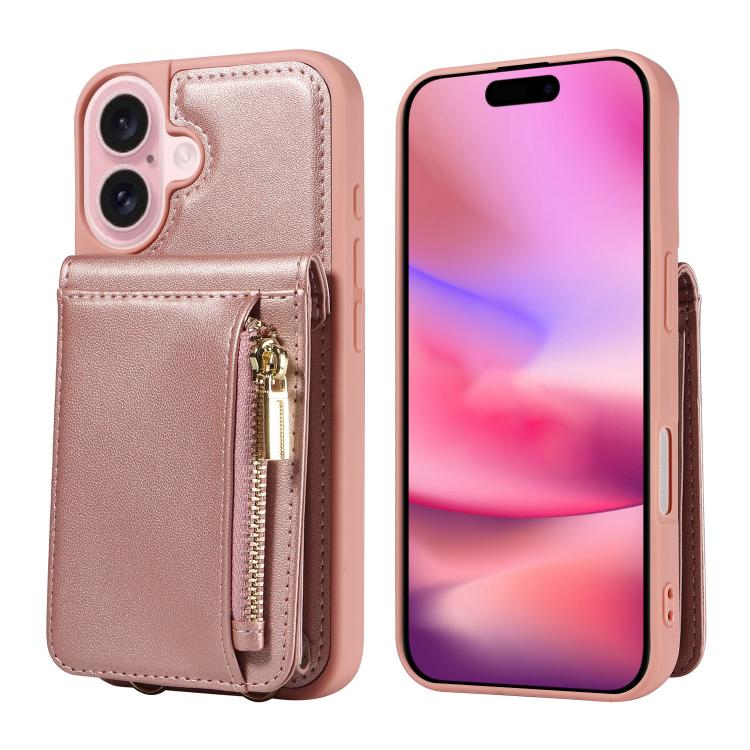 For iPhone 17 Crossbody Lanyard Zipper Wallet Leather Phone Case