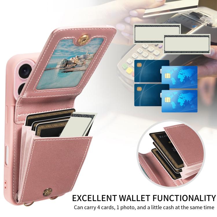 For iPhone 17 Crossbody Lanyard Zipper Wallet Leather Phone Case