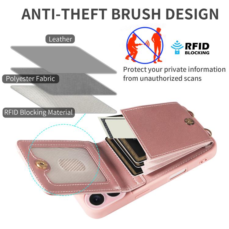 For iPhone 17 Crossbody Lanyard Zipper Wallet Leather Phone Case