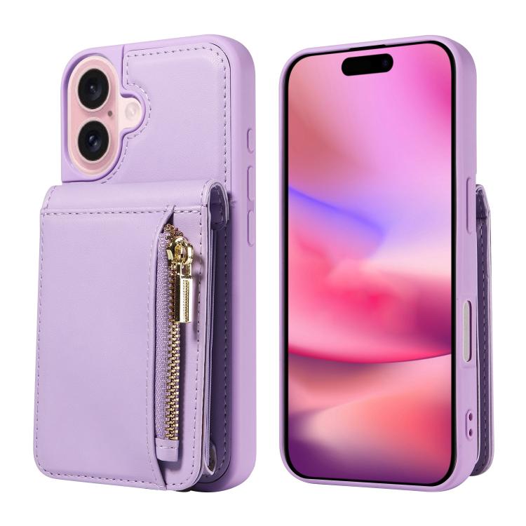 For iPhone 17 Crossbody Lanyard Zipper Wallet Leather Phone Case