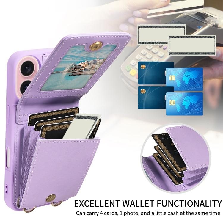 For iPhone 17 Crossbody Lanyard Zipper Wallet Leather Phone Case