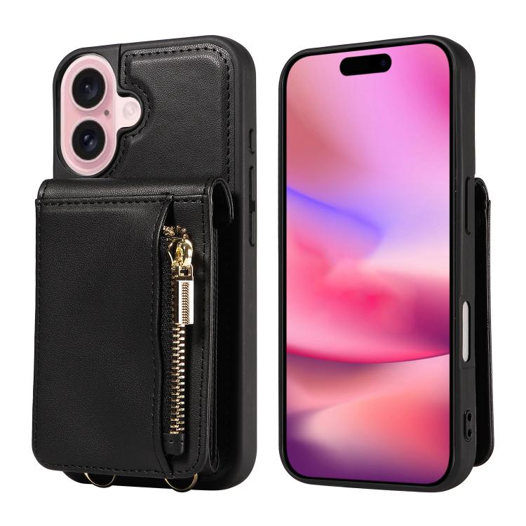 For iPhone 17 Crossbody Lanyard Zipper Wallet Leather Phone Case