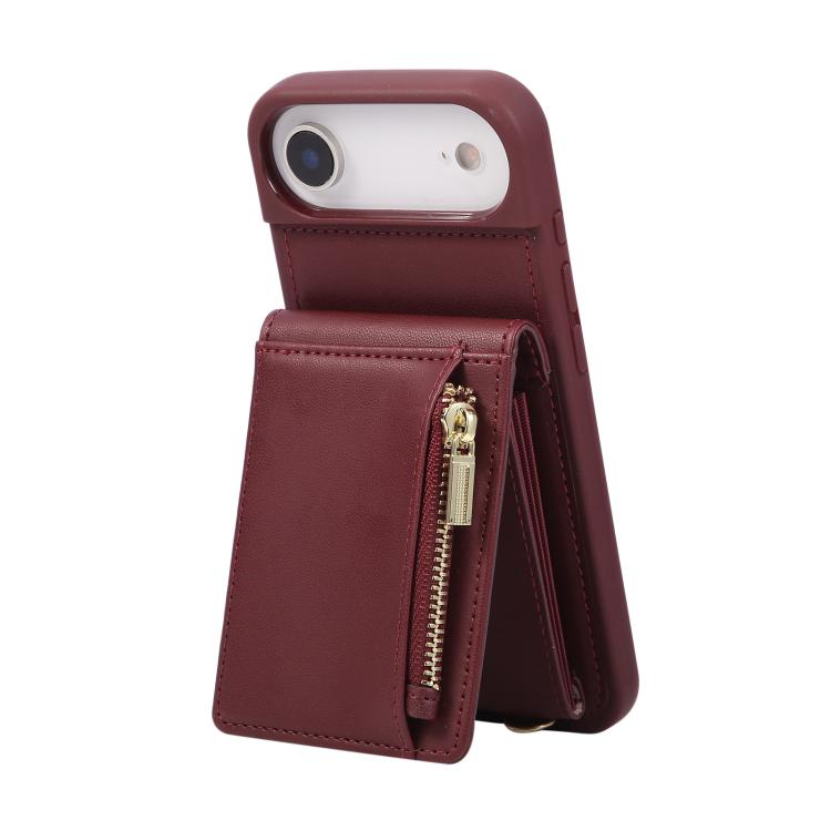 For iPhone Air Crossbody Lanyard Zipper Wallet Leather Phone Case
