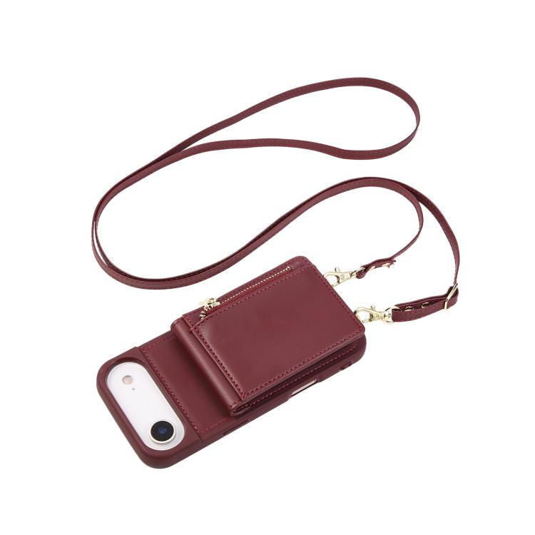 For iPhone Air Crossbody Lanyard Zipper Wallet Leather Phone Case