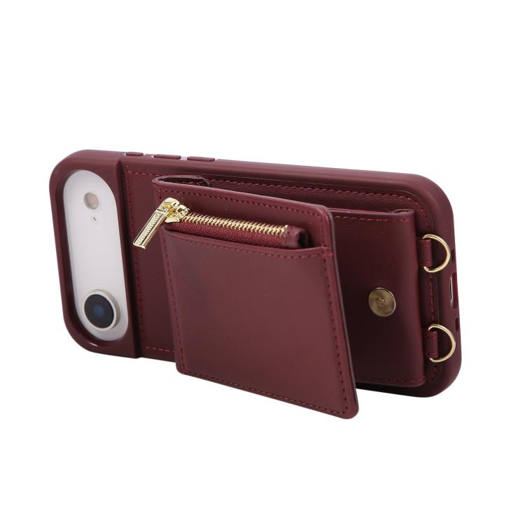For iPhone Air Crossbody Lanyard Zipper Wallet Leather Phone Case