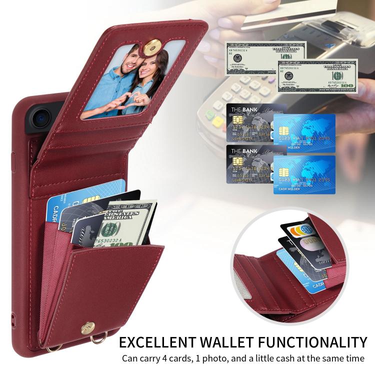 For iPhone Air Crossbody Lanyard Zipper Wallet Leather Phone Case
