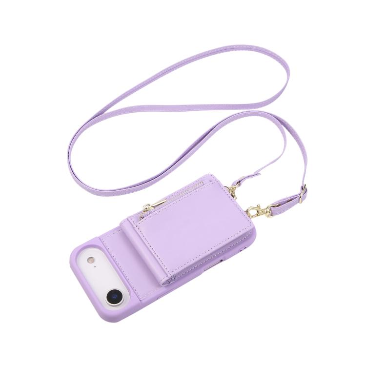 For iPhone Air Crossbody Lanyard Zipper Wallet Leather Phone Case