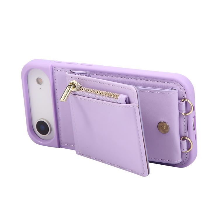 For iPhone Air Crossbody Lanyard Zipper Wallet Leather Phone Case
