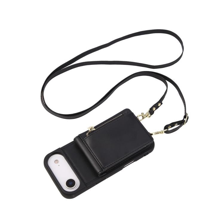 For iPhone Air Crossbody Lanyard Zipper Wallet Leather Phone Case