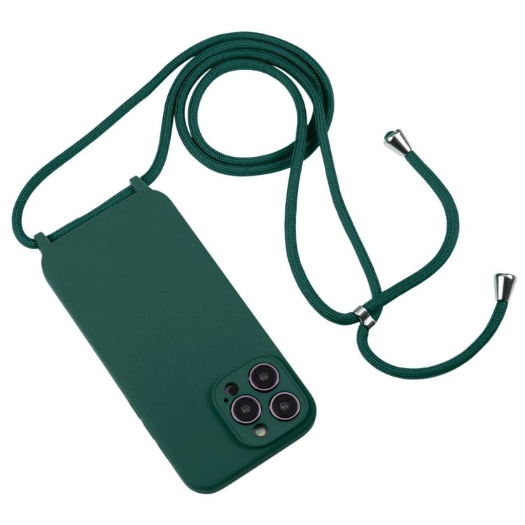 For iPhone Air Crossbody Lanyard Liquid Silicone Case  - Clover Green