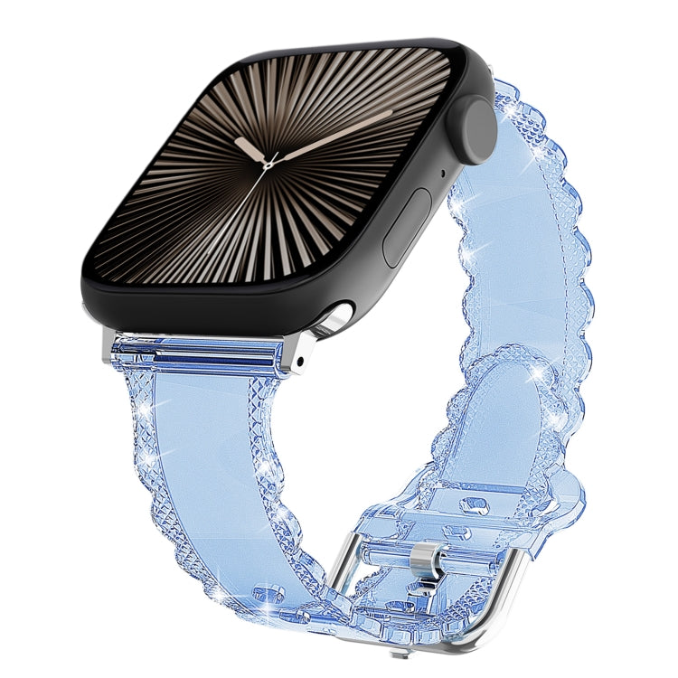 For Apple Watch Series 10 46mm Diamond Texture Lace Clear TPU Watch Band