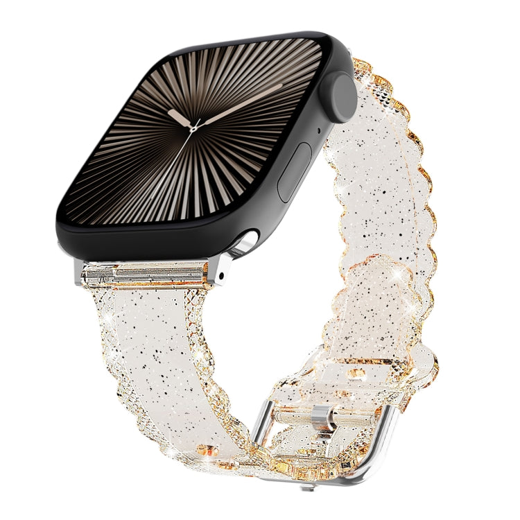 For Apple Watch Series 10 46mm Diamond Texture Lace Clear TPU Watch Band