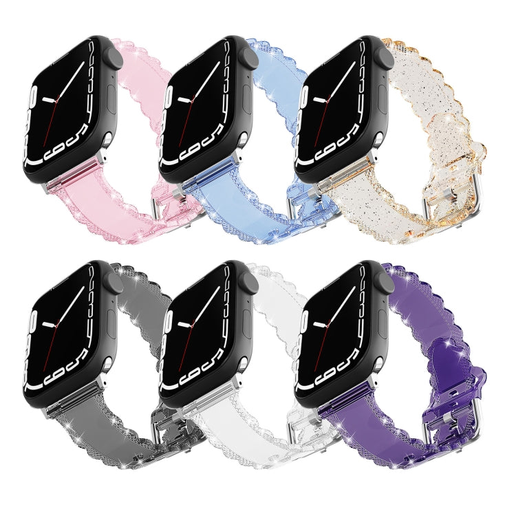 For Apple Watch Series 10 42mm Diamond Texture Lace Clear TPU Watch Band