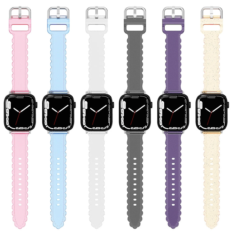 For Apple Watch Series 10 46mm Diamond Texture Lace Clear TPU Watch Band