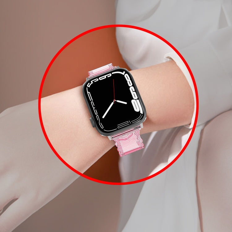 For Apple Watch Series 10 42mm Diamond Texture Lace Clear TPU Watch Band
