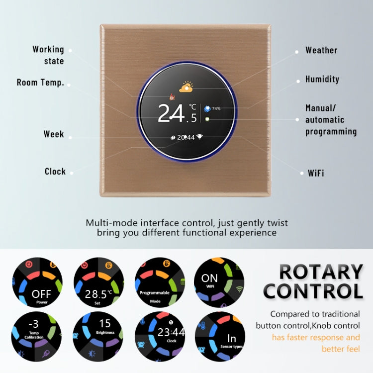 BHT-7000-GCLZB 240V AC 3A Smart Knob Thermostat Dry Junction Controller with Zigbee