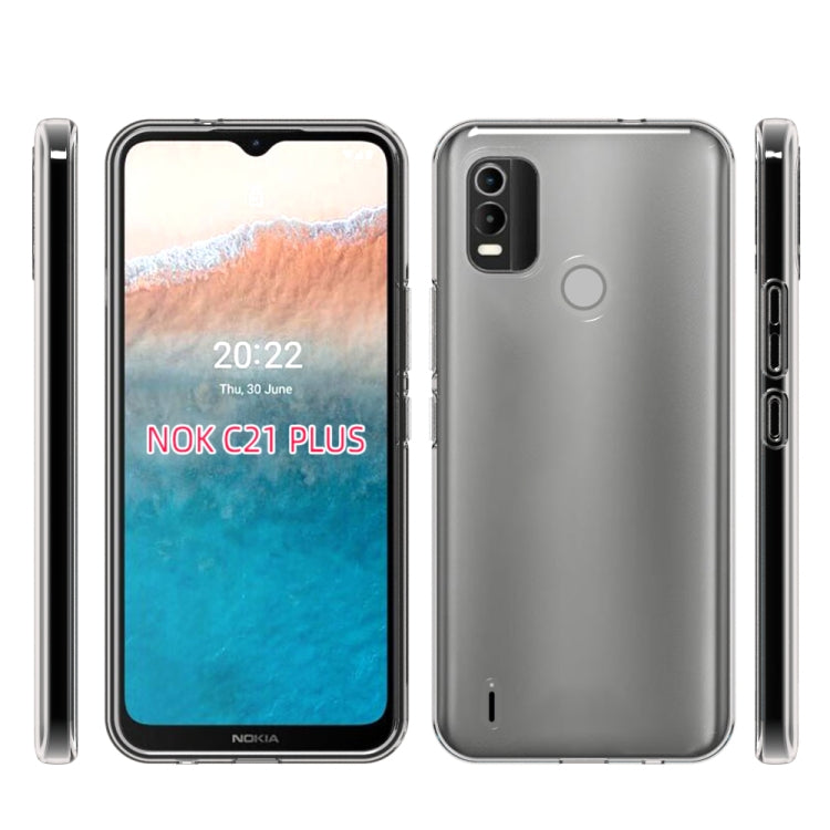For Nokia C21 Plus Waterproof Texture TPU Phone Case - Transparent