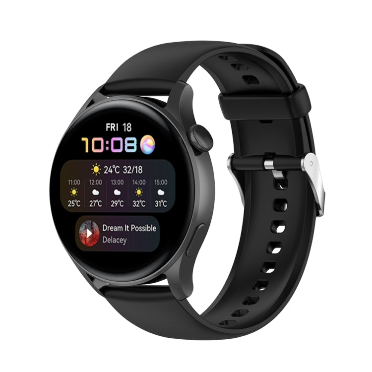 For Huawei Watch 4 / Watch 4 Pro Solid Color Silicone Stainless Steel Silver Buckle Watch Band