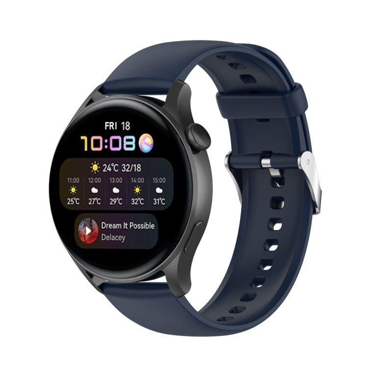 For Huawei Watch 4 / Watch 4 Pro Solid Color Silicone Stainless Steel Silver Buckle Watch Band