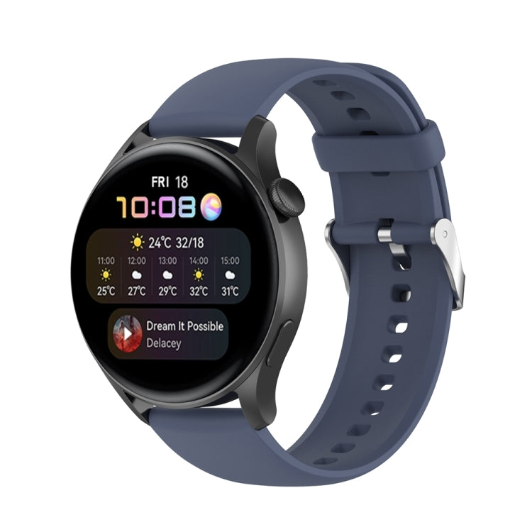 For Huawei Watch 4 / Watch 4 Pro Solid Color Silicone Stainless Steel Silver Buckle Watch Band