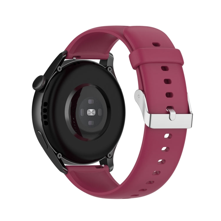 For Huawei Watch 4 / Watch 4 Pro Solid Color Silicone Stainless Steel Silver Buckle Watch Band