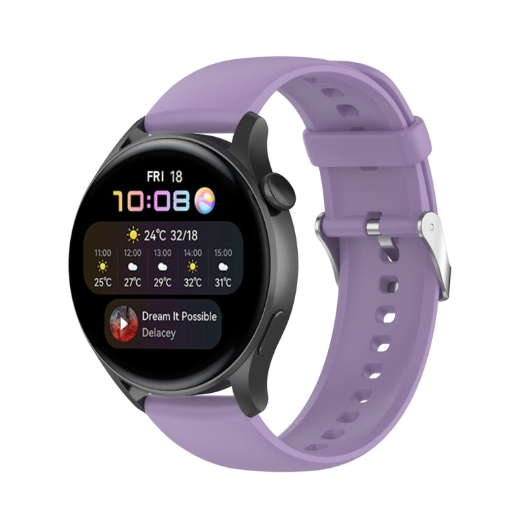For Huawei Watch 4 / Watch 4 Pro Solid Color Silicone Stainless Steel Silver Buckle Watch Band