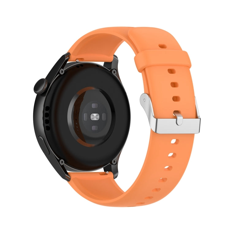 For Huawei Watch 4 / Watch 4 Pro Solid Color Silicone Stainless Steel Silver Buckle Watch Band