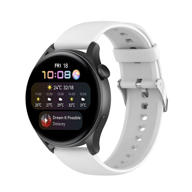 For Huawei Watch 4 / Watch 4 Pro Solid Color Silicone Stainless Steel Silver Buckle Watch Band