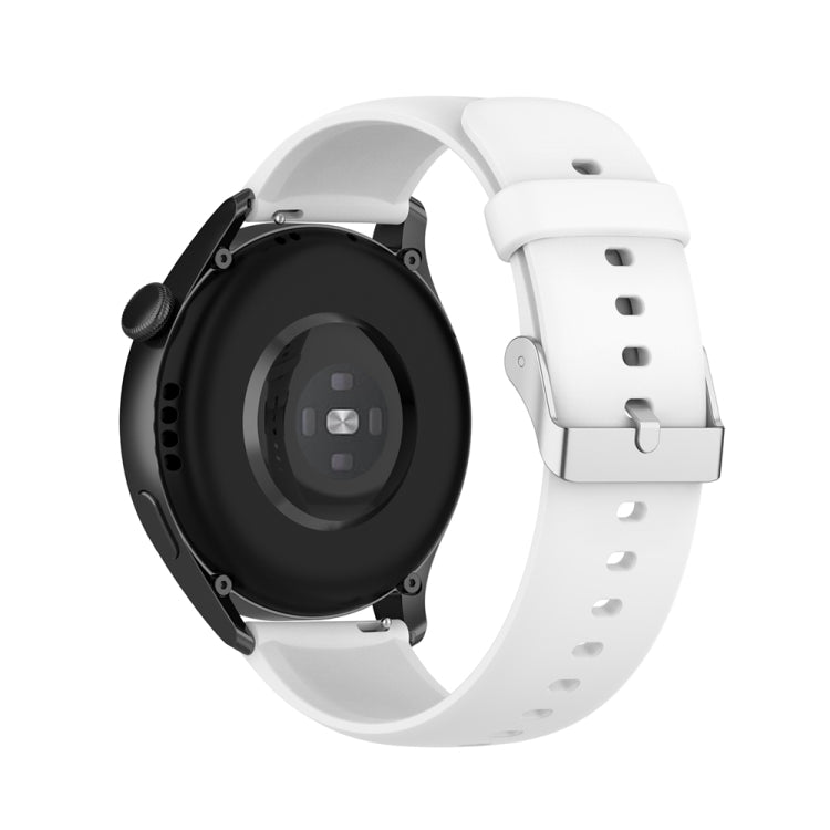 For Huawei Watch 4 / Watch 4 Pro Solid Color Silicone Stainless Steel Silver Buckle Watch Band