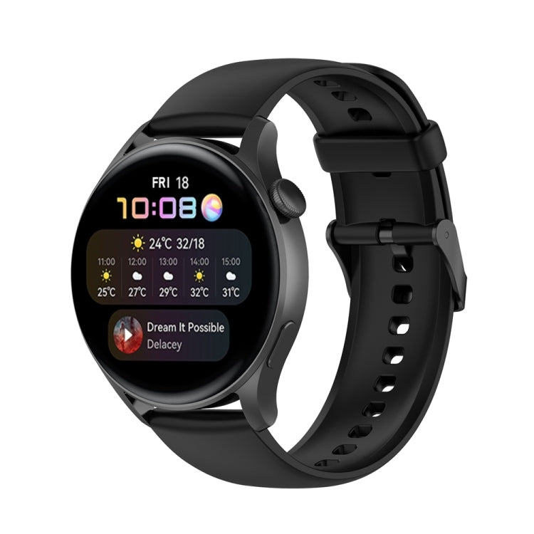 For Huawei Watch 4 / Watch 4 Pro Solid Color Silicone Stainless Steel Black Buckle Watch Band