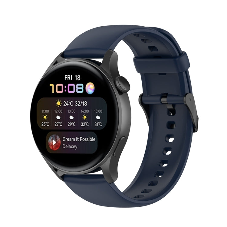 For Huawei Watch 4 / Watch 4 Pro Solid Color Silicone Stainless Steel Black Buckle Watch Band